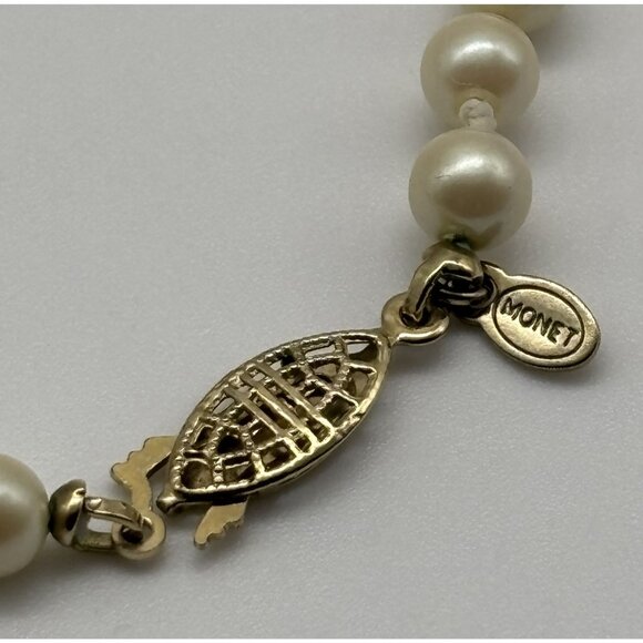 Lot of 2 Vintage Faux Pearl Necklaces Monet and Unbranded 5mm and 8mm Faux Pearl - Picture 7 of 10